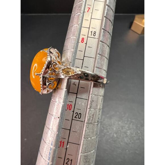 NEW Yellow Jade cherry blossom ring in sterling silver size 9 - Picture 9 of 10